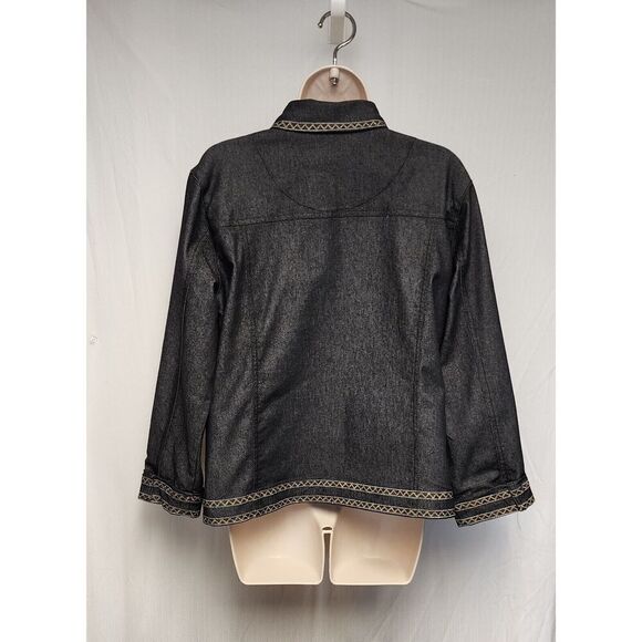 Analogy Embrodery Long Sleeve Denim Jacket Women Size XL Multicolor Black - Picture 4 of 7